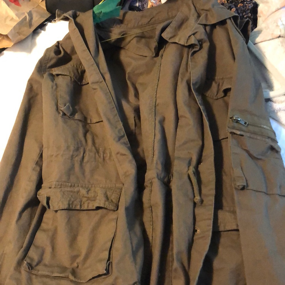 Hooded army green jacket